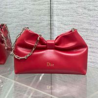 Small Dior Bow Bag In Lambskin Red