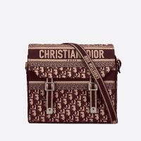 Diorcamp Messenger Bag In Oblique Jacquard Burgundy