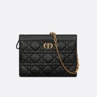 Dior Caro Every Dior Pouch In Supple Cannage Calfskin Black
