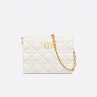 Dior Caro Every Dior Pouch In Supple Cannage Calfskin White