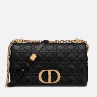 Large Dior Caro Bag In Supple Cannage Calfskin Black
