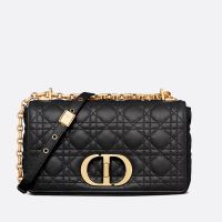 Medium Dior Caro Bag In Supple Cannage Calfskin Black