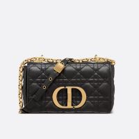 Small Dior Caro Bag In Supple Cannage Calfskin Black