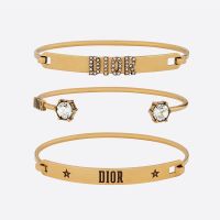 Diorevolution Bracelet Set Antique Metal with Crystals Gold