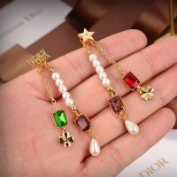 Dior Tribales Earrings Metal, White Resin Pearls And Glass Crystals Gold