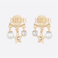 Diorevolution Earrings Metal with Resin Pearls, Crystals and Star Charms Gold