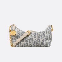 Diorstar Hobo Bag with Chain In Oblique Motif Raffia Blue