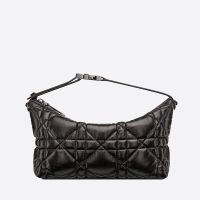 Medium DiorTravel Nomad Pouch Cannage Calfskin Black