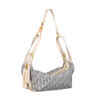 Small Dior D-Journey Bag In Oblique Chambray Raffia Blue
