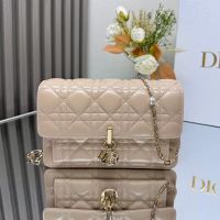 Lady Dior Chain Pouch Cannage Lambskin Apricot