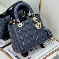 Medium Lady Dior Bag In Cannage Lambskin Blue