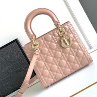 Medium Lady Dior Bag In Patent Cannage Calfskin Lotus Pink