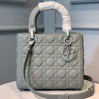 Medium Lady Dior Bag In Ultramatte Cannage Calfskin Grey