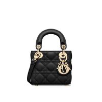 Micro Lady Dior Bag Cannage Lambskin Black