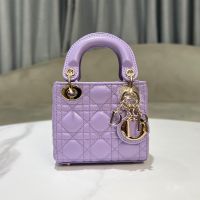 Micro Lady Dior Bag In Cannage Lambskin Purple