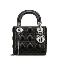 Mini Lady Dior Bag Cannage Lambskin Black/Silver