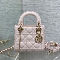 Mini Lady Dior Bag In Cannage Lambskin Cherry