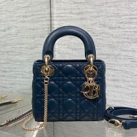 Mini Lady Dior Bag In Cannage Lambskin Deep Blue