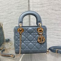 Mini Lady Dior Bag In Cannage Lambskin Hazy Blue