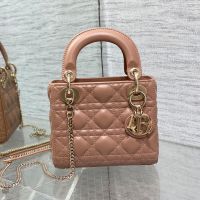 Mini Lady Dior Bag In Cannage Lambskin Lotus Pink