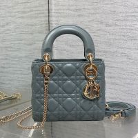 Mini Lady Dior Bag In Cannage Lambskin Rock Ash