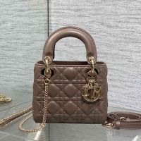 Mini Lady Dior Bag In Cannage Lambskin Taupe