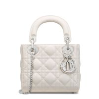 Mini Lady Dior Bag Cannage Lambskin White/Silver