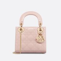 Mini Lady Dior Bag In Patent Cannage Calfskin Pink