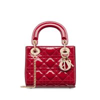 Mini Lady Dior Bag Patent Cannage Calfskin Red