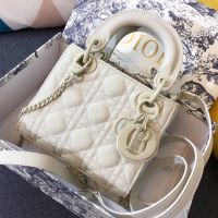 Mini Lady Dior Bag In Ultramatte Cannage Calfskin White