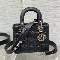 Small Lady Dior My ABCDior Bag In Cannage Lambskin Black/Silver