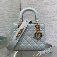 Small Lady Dior My ABCDior Bag In Cannage Lambskin Light Blue