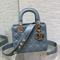 Small Lady Dior My ABCDior Bag In Cannage Lambskin Sky Blue
