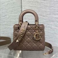 Small Lady Dior My ABCDior Bag In Cannage Lambskin Taupe