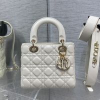 Lady Dior My ABCDior Bag In Enamel Cannage Lambskin White
