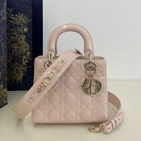 Small Lady Dior My ABCDior Bag In Patent Cannage Calfskin Cherry