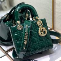 Small Lady Dior My ABCDior Bag In Patent Cannage Calfskin Green
