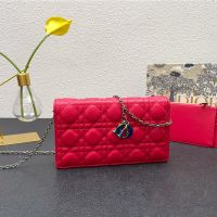 Lady Dior Pouch Emblematic Cannage Lambskin Red