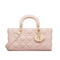 Medium Lady D-Joy Bag In Cannage Lambskin Cherry