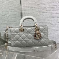 Medium Lady D-Joy Bag In Cannage Lambskin Cloudy