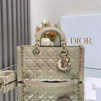 Medium Lady D-Joy Bag In Cannage Lambskin Khaki