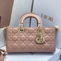 Medium Lady D-Joy Bag In Cannage Lambskin Louts Pink