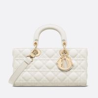 Medium Lady D-Joy Bag In Cannage Lambskin White