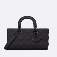 Medium Lady D-Joy Bag In Ultramatte Cannage Calfskin Black