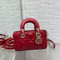 Micro Lady D-Joy Bag In Cannage Lambskin Red