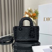 Micro Lady D-Joy Bag In Ultramatte Cannage Calfskin Black