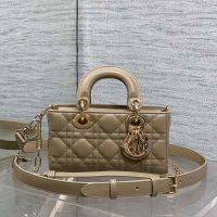 Mini Lady D-Joy Bag In Cannage Lambskin Khaki