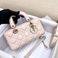 Small Lady D-Joy Bag In Cannage Lambskin Cherry