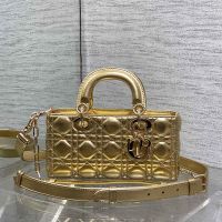Small Lady D-Joy Bag In Cannage Lambskin Gold