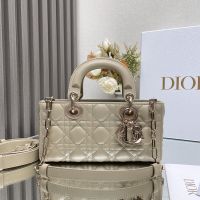 Small Lady D-Joy Bag In Cannage Lambskin Khaki